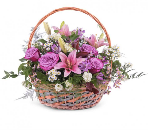 cesta con flores