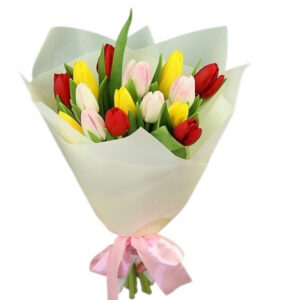 ramo 15 tulipanes en colores variados